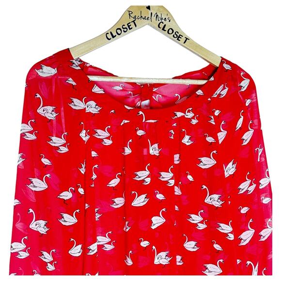 Women's Top XXI Red Swan Boho Chic Funky Top Blouse Large - Picture 3 of 7